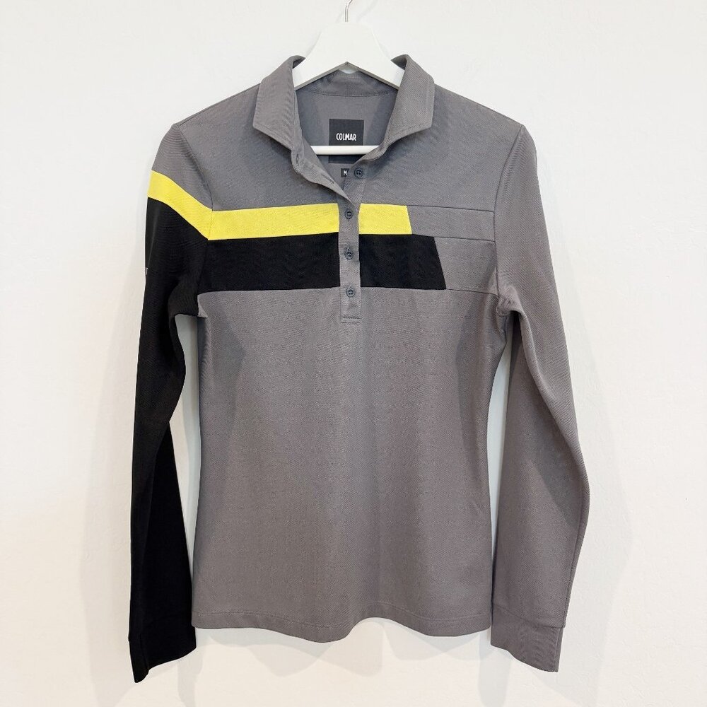Colmar Men's Long Sleeve Polo Shirt in Gray‎ Size Medium